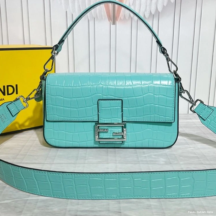 Affordable Blue Bag Tiffany In Baguette Medium Fendi Leather Crocodile 0729
